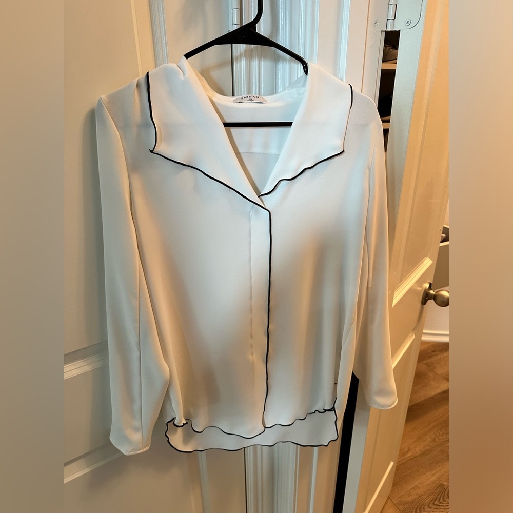 White blouse with black detailing